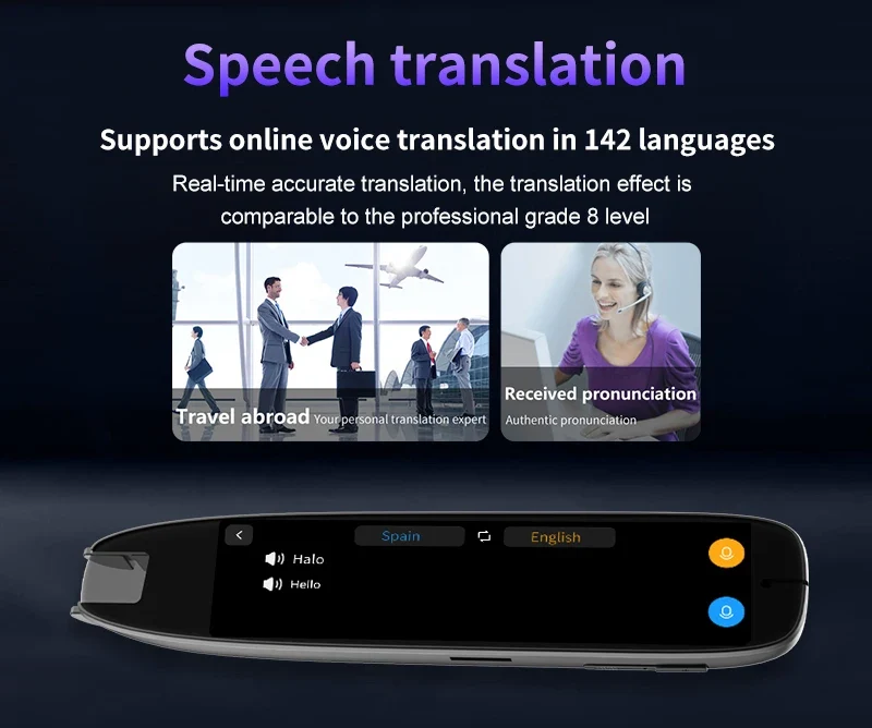 Translation Pen for Dyslexia Scanner Reading Pen 142 Text to Speech Smart Recording Pen Voice Wireless Text Extract Translator
