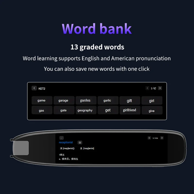 Translation Pen 142 Languages Smart Scanner Translator Pen Intelligent Scanning Point Reading Recording Pen for Teacher Student
