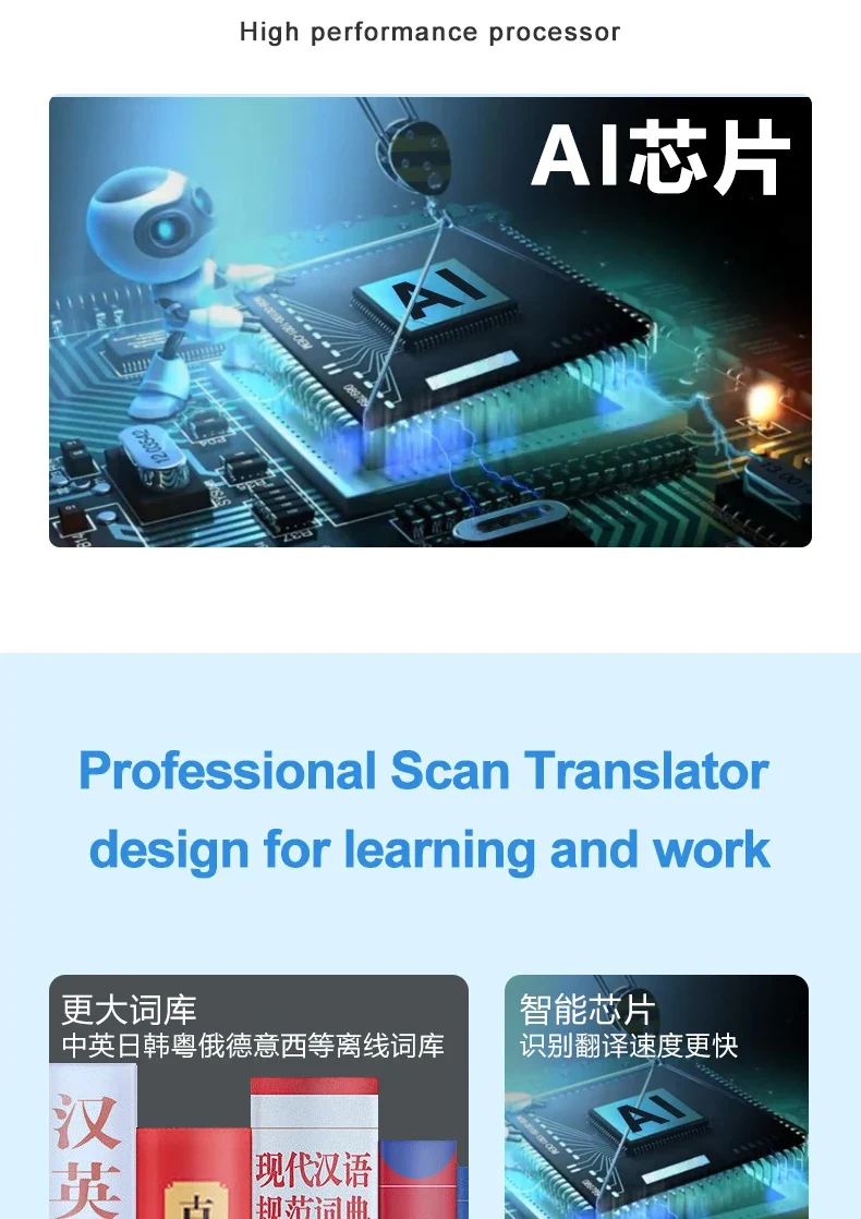 MD08 Smart Voice Translator 5.0" Screen Dictionary Translation Pen Scanner Text Scanning Translator 116 Languages for Learning