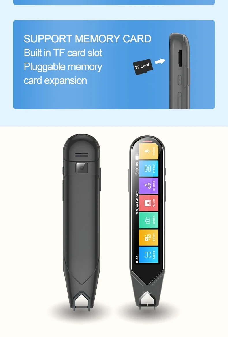 MD08 Smart Voice Translator 5.0" Screen Dictionary Translation Pen Scanner Text Scanning Translator 116 Languages for Learning