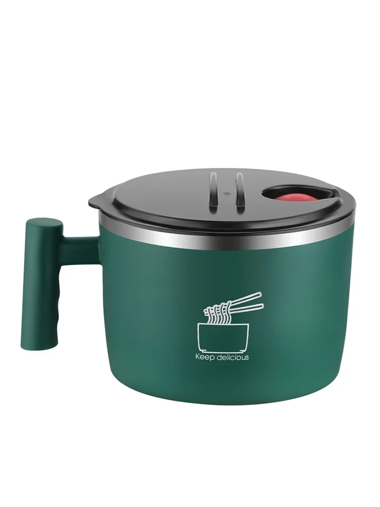 Stainless Steel Bowl With Lid For Instant Noodles Sealed And Portable Drain Bowl For Kitchen Utensils Instant Noodle Partner