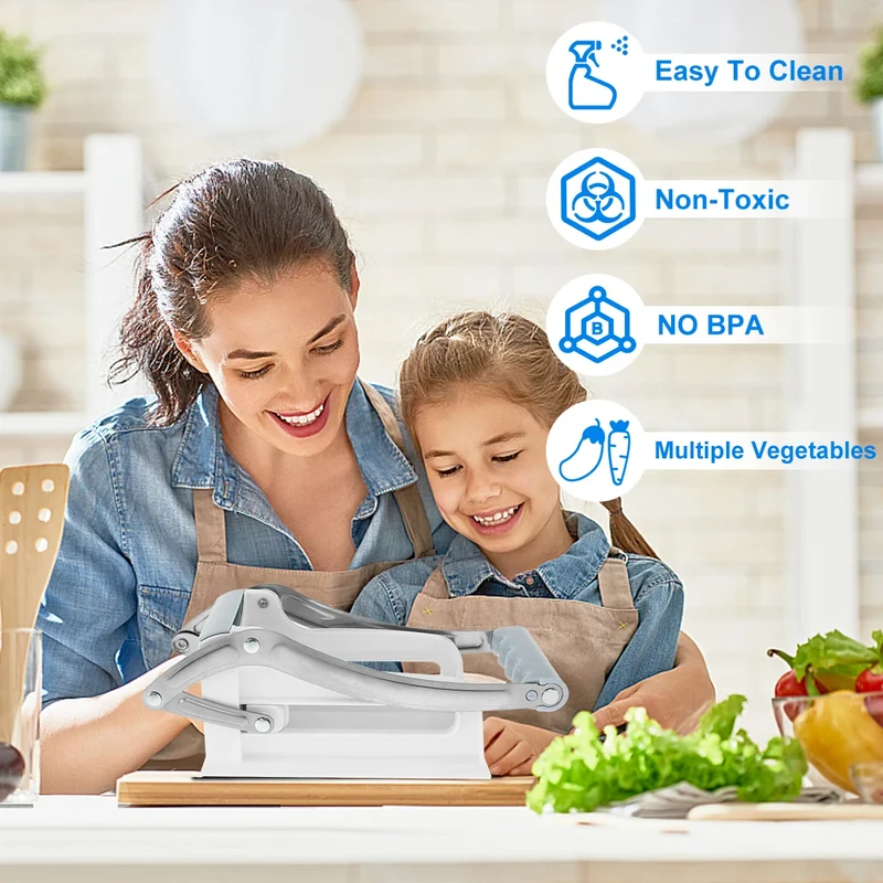 French Fry Cutter Stainless Steel Potato Chipper Fast Cutting Manual Food Slicer Kitchen Vegetable Cutter with 25/49Hole Blade