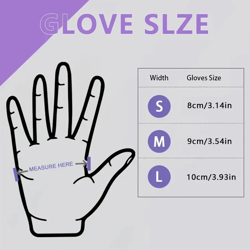 10-100pcs Disposable Purple Nitrile Gloves Latex Free Waterproof Suitable for Kitchen Food Processing Beauty Salon Work Glove