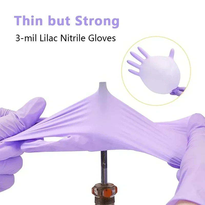 10-100pcs Disposable Purple Nitrile Gloves Latex Free Waterproof Suitable for Kitchen Food Processing Beauty Salon Work Glove