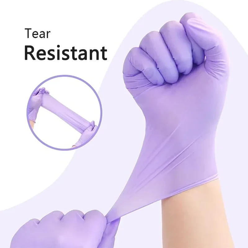10-100pcs Disposable Purple Nitrile Gloves Latex Free Waterproof Suitable for Kitchen Food Processing Beauty Salon Work Glove