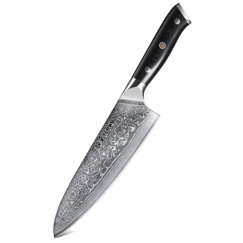 TURWHO 1PC-3PCS Professional Kitchen Knives Set Utility Santoku Chef Knife Japanese 67 Layer Damascus Steel G10 Handles Gift Box