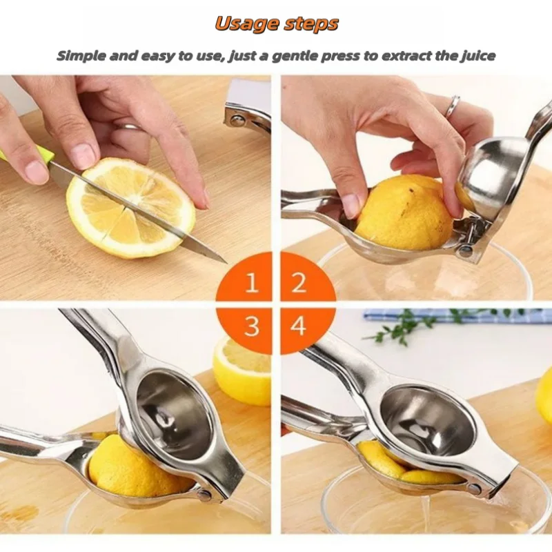 Stainless steel lemon squeezer, manual high-efficiency juicer, and compatible with a variety of fruits