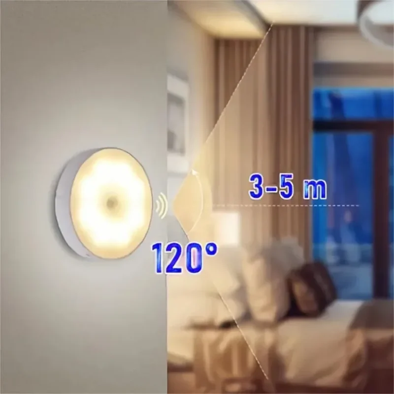 Night Light Motion Sensor Light USB LED Lamp With Switch Rechargeable Inductor Lights For Kitchen Stairs Hallway Closet Bedroom