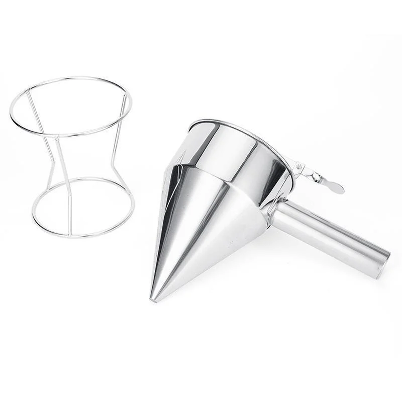 600/1200ML Oil Bucket with Holder Stainless Steel Funnel Dispenser Cupcake Pancake Batter Octopus Ball Kitchen Baking Tool