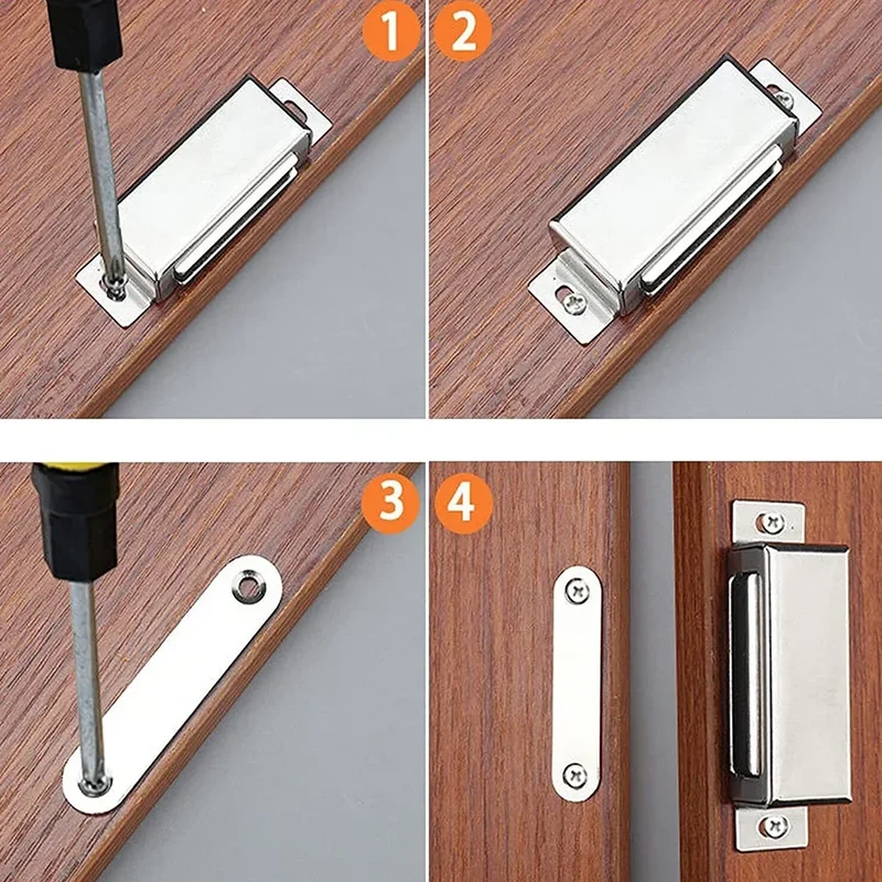 Magnetic Door Catch Strong Heavy Duty Cupboard Magnets Kitchen Cabinet Catches Magnet Latches Stainless Steel For Door Cupboard