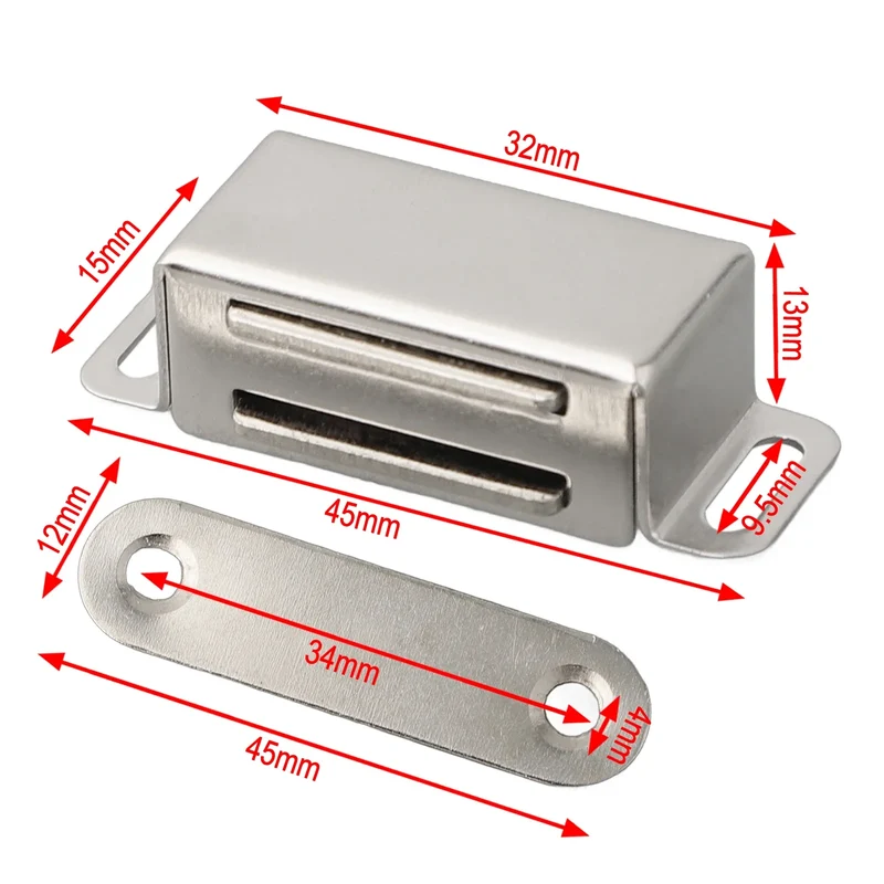 Magnetic Door Catch Strong Heavy Duty Cupboard Magnets Kitchen Cabinet Catches Magnet Latches Stainless Steel For Door Cupboard