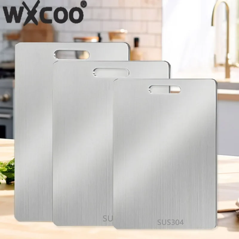 WXCOO 1PCS Stainless Steel Chopping Boards Kitchen Thickened Boards Non Stick Double Sided Fruit Meat Chopping Cutting Boards