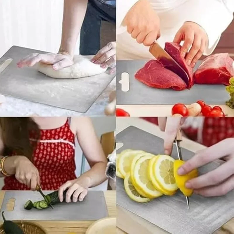 WXCOO 1PCS Stainless Steel Chopping Boards Kitchen Thickened Boards Non Stick Double Sided Fruit Meat Chopping Cutting Boards