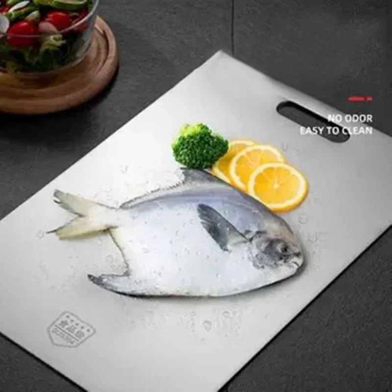 WXCOO 1PCS Stainless Steel Chopping Boards Kitchen Thickened Boards Non Stick Double Sided Fruit Meat Chopping Cutting Boards