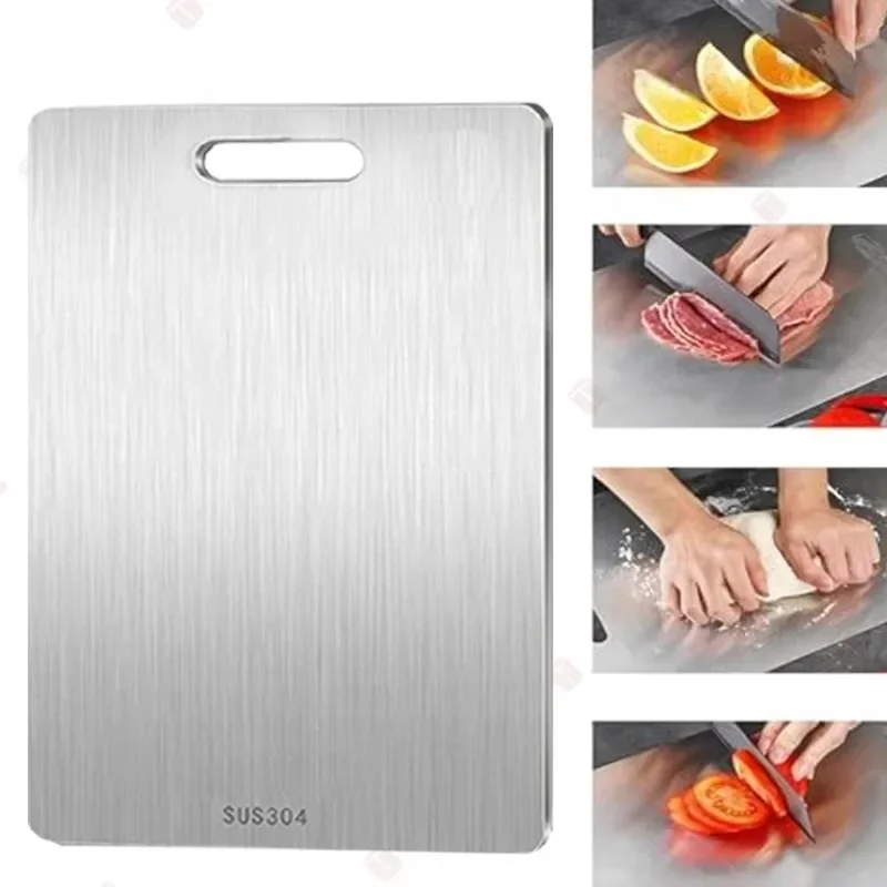 WXCOO 1PCS Stainless Steel Chopping Boards Kitchen Thickened Boards Non Stick Double Sided Fruit Meat Chopping Cutting Boards