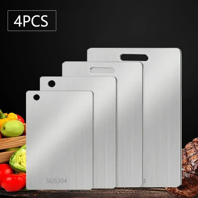 WXCOO 1PCS Stainless Steel Chopping Boards Kitchen Thickened Boards Non Stick Double Sided Fruit Meat Chopping Cutting Boards