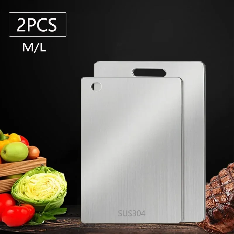 WXCOO 1PCS Stainless Steel Chopping Boards Kitchen Thickened Boards Non Stick Double Sided Fruit Meat Chopping Cutting Boards