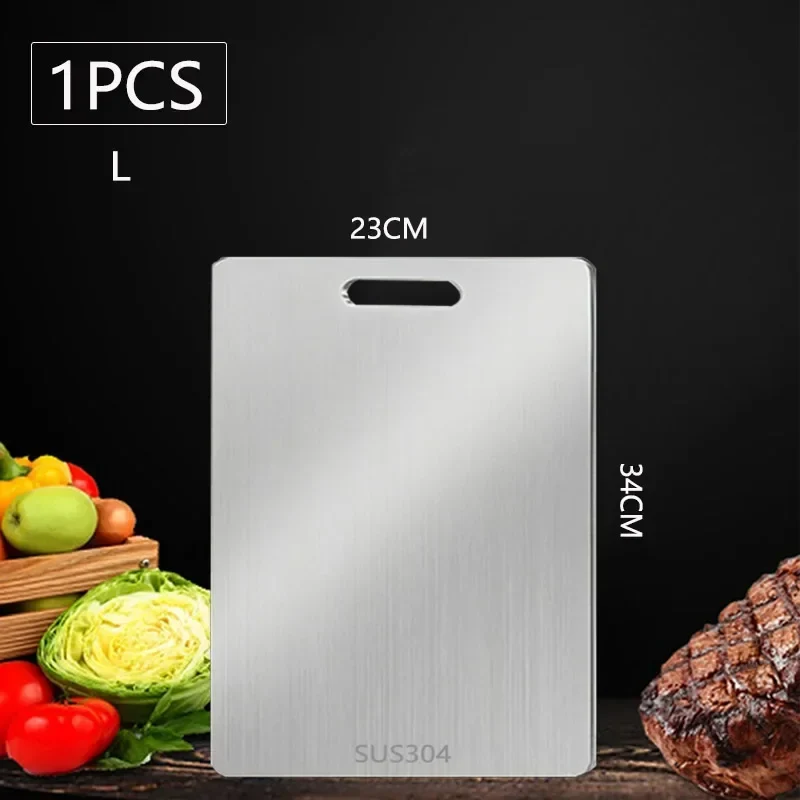 WXCOO 1PCS Stainless Steel Chopping Boards Kitchen Thickened Boards Non Stick Double Sided Fruit Meat Chopping Cutting Boards