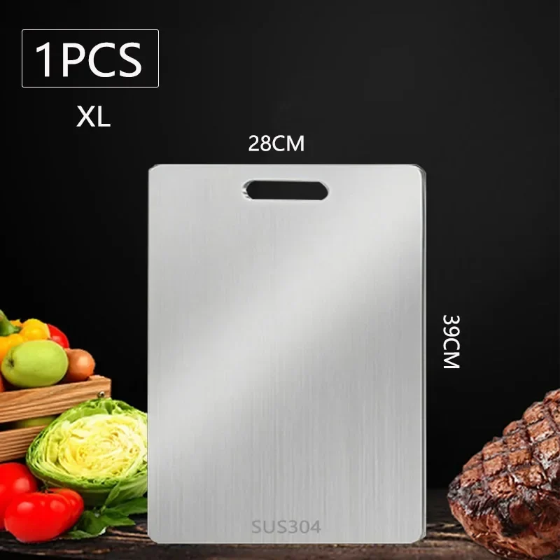 WXCOO 1PCS Stainless Steel Chopping Boards Kitchen Thickened Boards Non Stick Double Sided Fruit Meat Chopping Cutting Boards