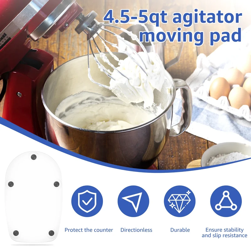 Mixer Slider Mat Tray Compatible for 4.5 QT Tilt Head Stand Acrylic/Wooden Mixer Mover Slider Pad Kitchen Appliance Accessories