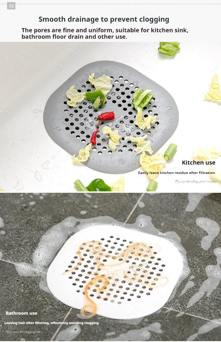 Sewer with Suction Cup, Floor Drain Mat, Kitchen, Bathroom, Anti Clogging Hair Filter