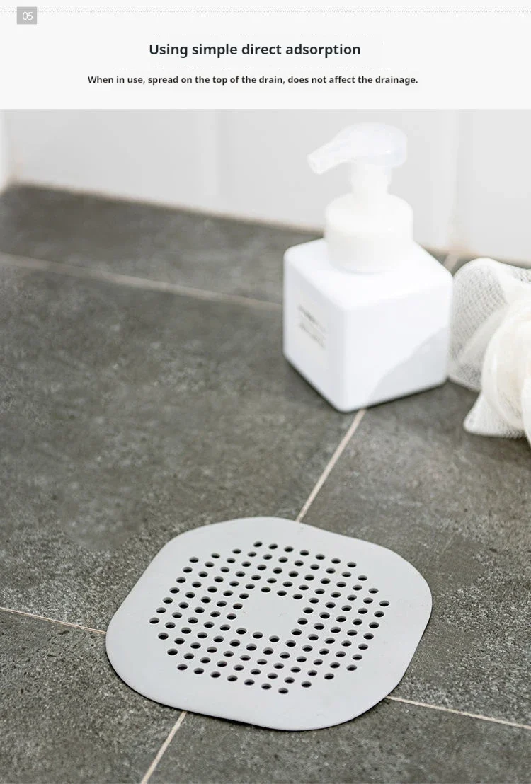 Sewer with Suction Cup, Floor Drain Mat, Kitchen, Bathroom, Anti Clogging Hair Filter