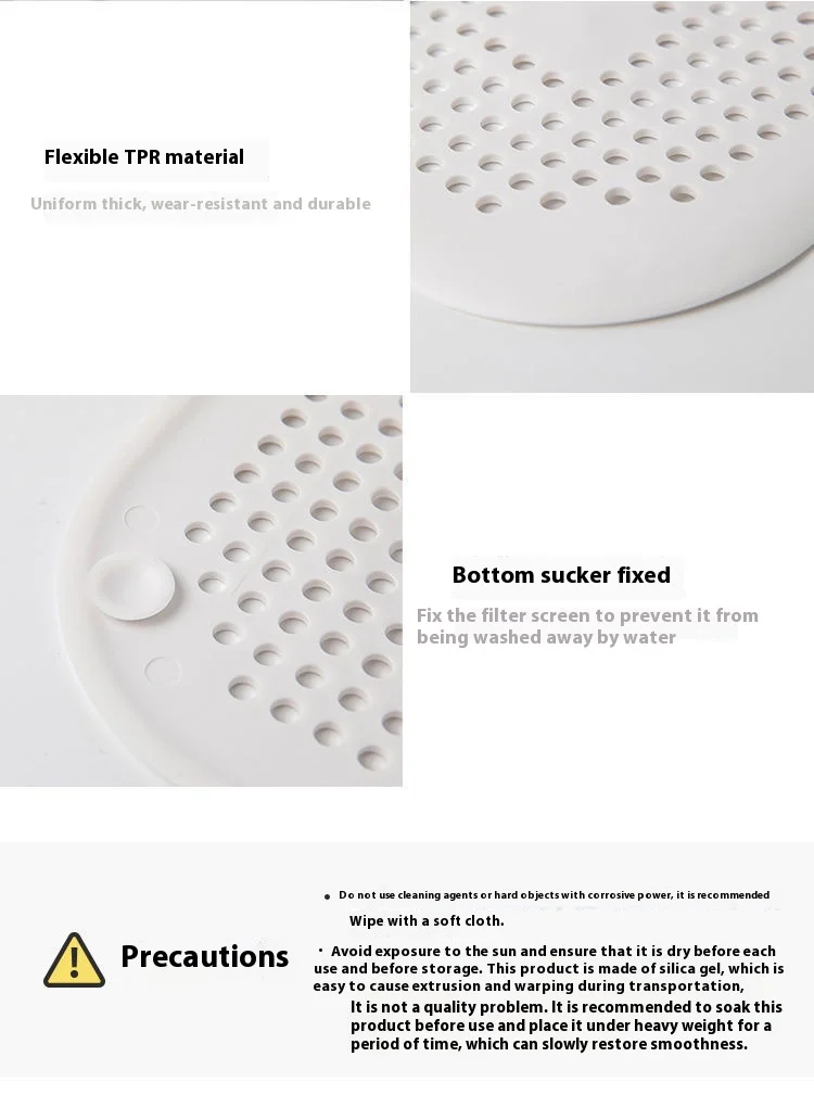 Sewer with Suction Cup, Floor Drain Mat, Kitchen, Bathroom, Anti Clogging Hair Filter