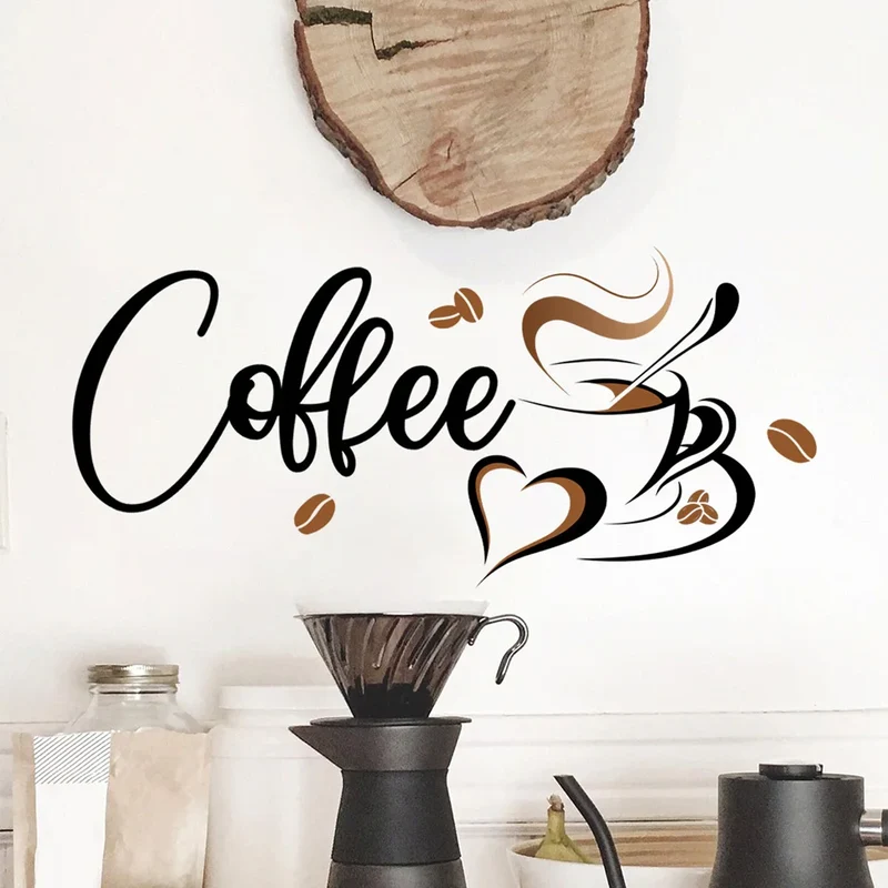 Creative Coffee Cup Wall Stickers Living Room Restaurant Decoration Mural Cafe For Kitchen Home Decor Self-adhesive Wallpaper