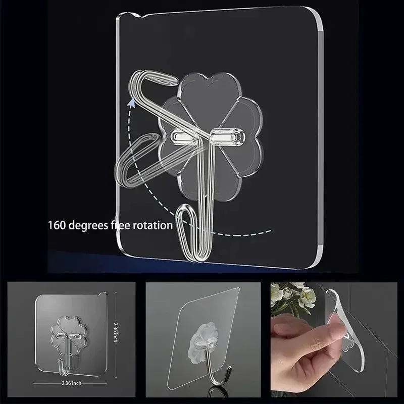 20/10/5Pcs Transparent Wall Hooks Hangers Self Adhesive Door Wall Hangers Hooks for Key Bag Kitchen Bathroom Accessories