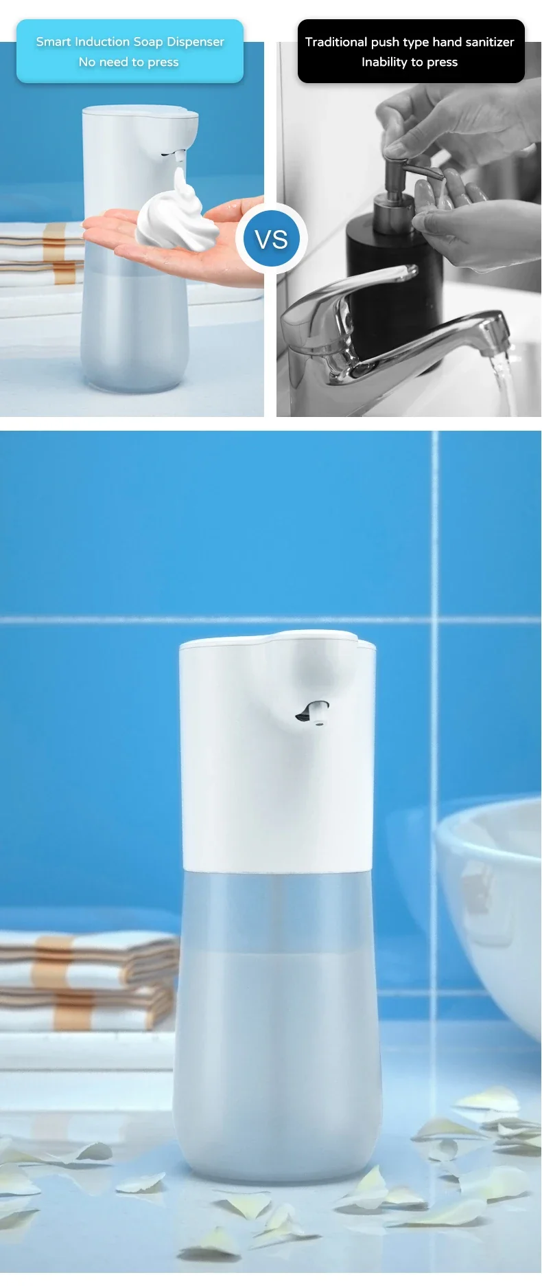 Touchless Smart Infrared Automatic Foam Soap Dispenser USB Induction Hand Cleaning Foam Machine For Kitchen Bathroom