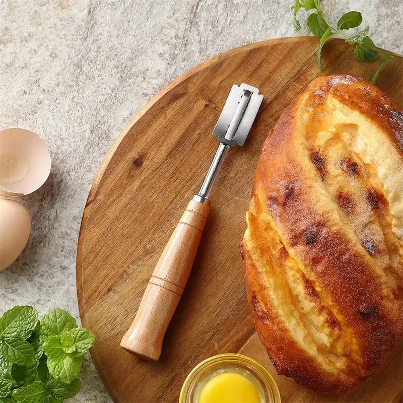 304 Stainless Steel Dough Whisk with Smooth Wooden Handle Sourdough & Bread Mixing 13 Inch Danish Dough Whisk Bread Tools