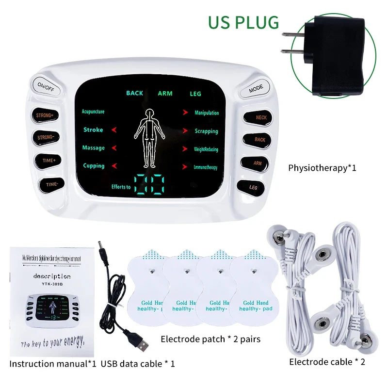 8 Models Tens Electric Muscle Stimulator Ems Acupuncture Body Massage Digital Therapy Massager Electrostimulator