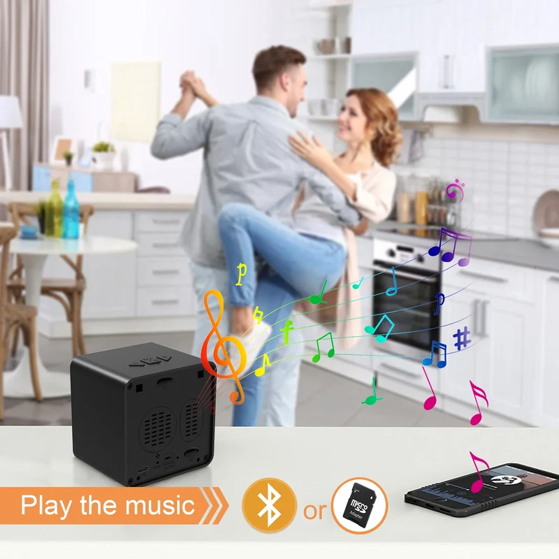 1080P WIFI Camera Wireless Speaker Clock Camera with Night Vision Motion Detection Remote Viewing for Home Security Camera