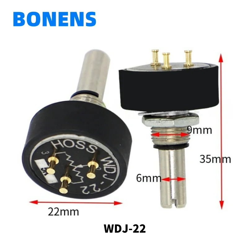 Conductive 1K 10K 100K IP25 waterproof potentiometer WDJ22 360 degree endless precision rotary potentiometer