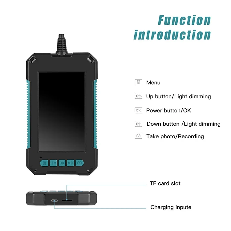 New Handheld 8mm Dual Lens Endoscope Camera Mini Waterproof Inspection Camera 4.3inch Screen 2m Hard Cable Snake Camera