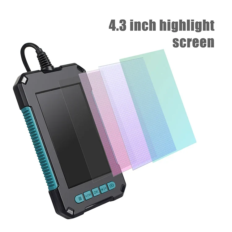 New Handheld 8mm Dual Lens Endoscope Camera Mini Waterproof Inspection Camera 4.3inch Screen 2m Hard Cable Snake Camera