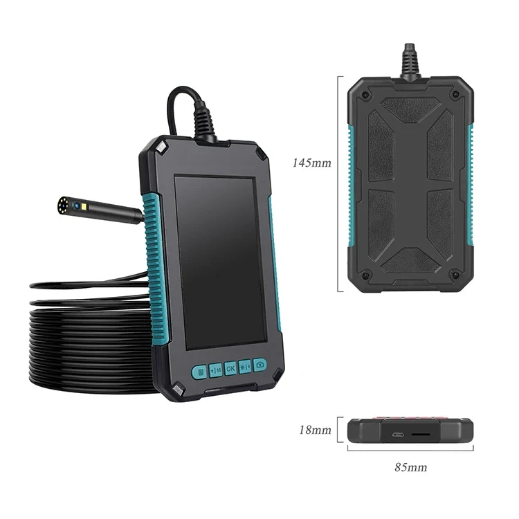 New Handheld 8mm Dual Lens Endoscope Camera Mini Waterproof Inspection Camera 4.3inch Screen 2m Hard Cable Snake Camera