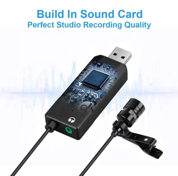 Fifine Mini USB Lapel Mic for Online Teaching Recording Clip-on Cardioid Condenser Lavalier Microphone for PC Laptop K053