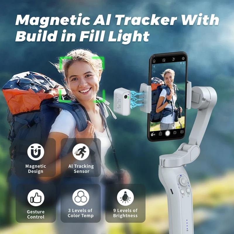 Best Seller L7Bpro Handheld 3 Foldable Panoramic Shooting 360 Degree Auto Face Tracking Phone Gimbal Stabilizer