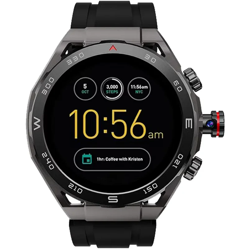 2025 QC AX09 HW18 Circular Android Smartwatch 4G GPS Navigation 4+64GB WiFi Rotating Camera Video Call Health NFC IP67