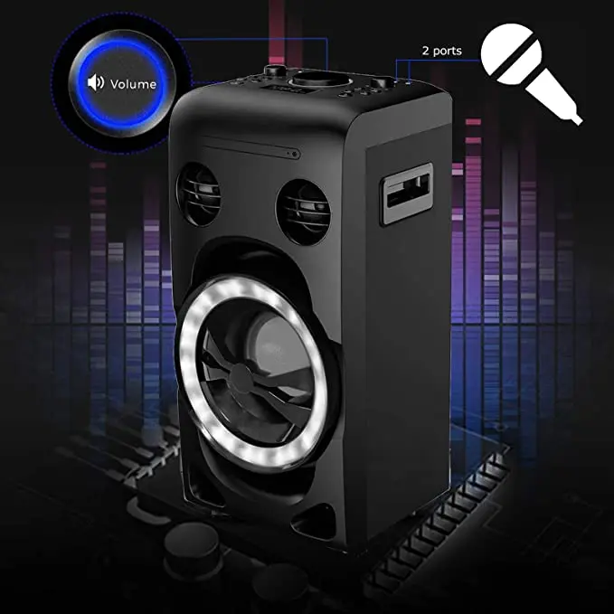 6.5 Inch Audio Player Karaoke DJ Portable Speaker Sound Box with Changing LED Light
