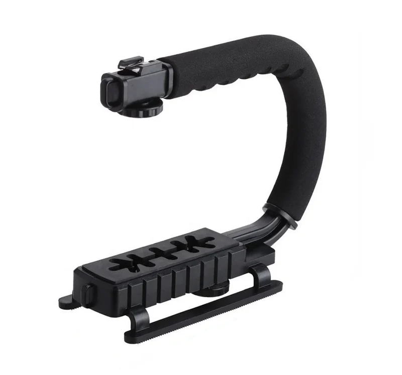 U Shape Bracket Handheld Gimbal Stabilizer for DSLR Camera Camcorder Go Pro 9 with Single Hot Shoe for Microphone Fill Light