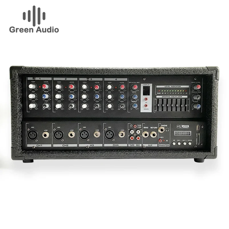 GAX-EB4 4 Channel Power Mixer tank Mixers, Power Amplifiers with Built-in Blue Tooth and Recording Function