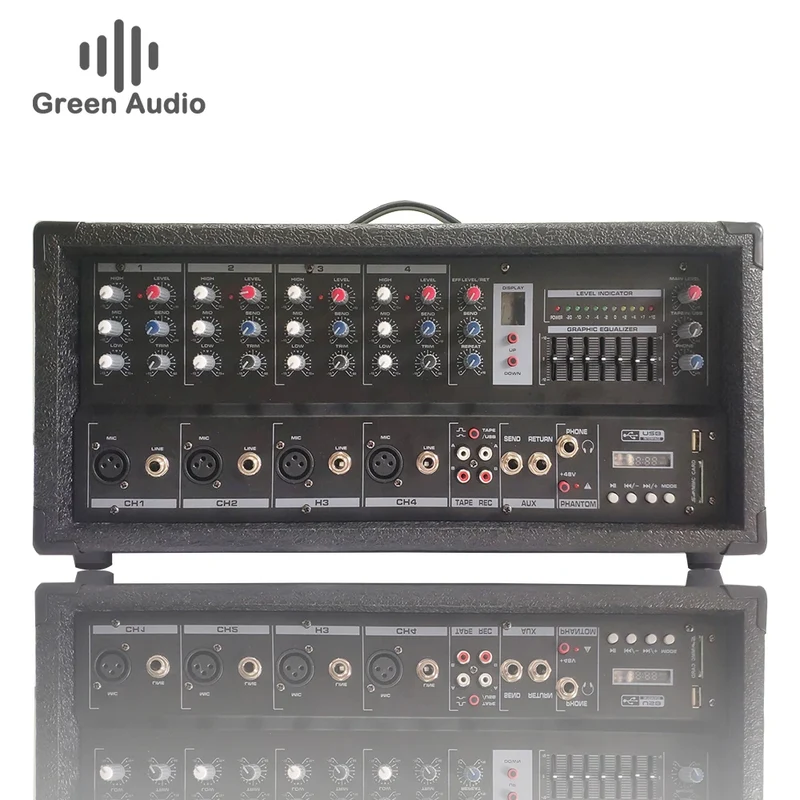 GAX-EB4 4 Channel Power Mixer tank Mixers, Power Amplifiers with Built-in Blue Tooth and Recording Function