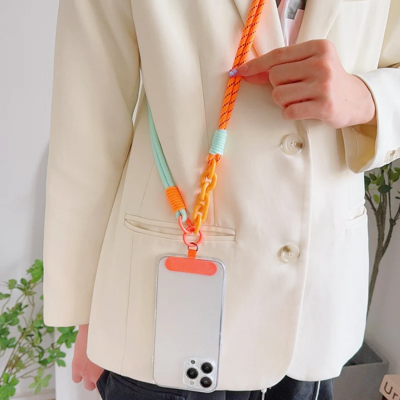 New Fashion Trend Diagonal Long Rope Mobile Phone Universal Lanyard Shoulder Strap Lanyard Neck Multi-Functional Anti-Loss Rope