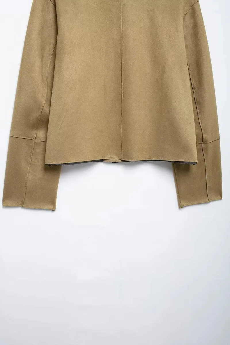 MUJER 2025 Suede Jacket Women Autumn Button Outerwears Long Sleeve Oversized Jackets for Women Streetwear Casual Overcoat Female