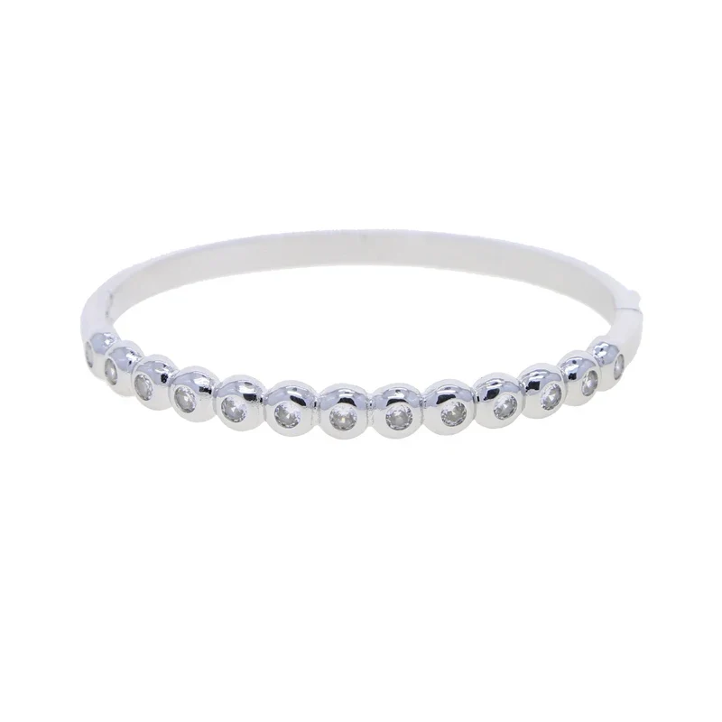 New Arried Geometric Fashion Women Jewelry Set Gold Color Round Ball Bezel Set CZ Bracelet Bangle Rings