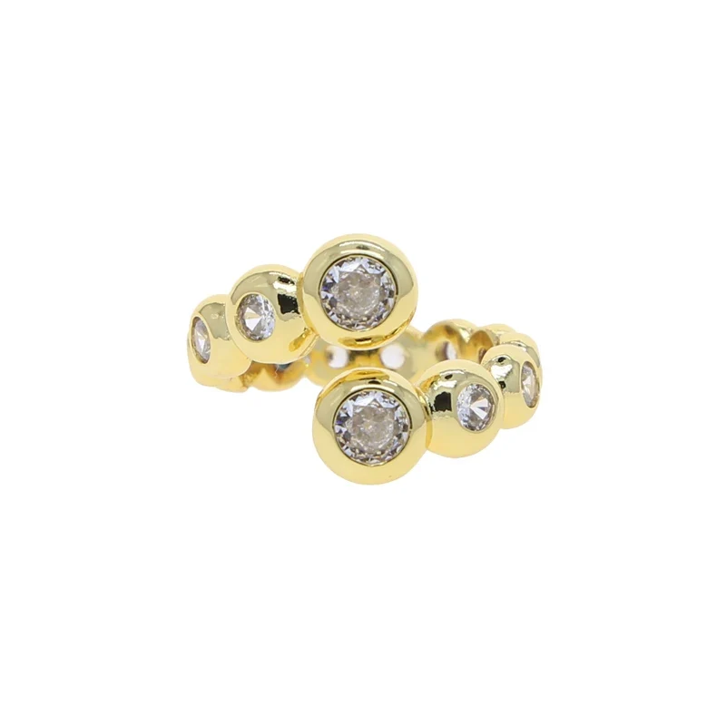 New Arried Geometric Fashion Women Jewelry Set Gold Color Round Ball Bezel Set CZ Bracelet Bangle Rings