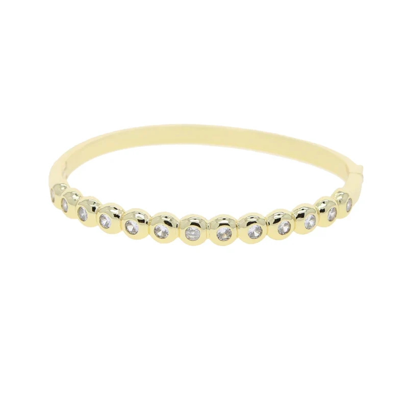 New Arried Geometric Fashion Women Jewelry Set Gold Color Round Ball Bezel Set CZ Bracelet Bangle Rings