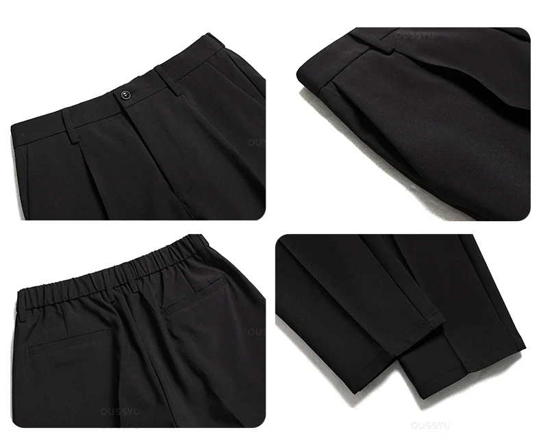 All Seasons New Smooth Pendulous Suit Pants Men Business Long Trousers Korean Formal Ankle Length Pant Male Plus Size 40